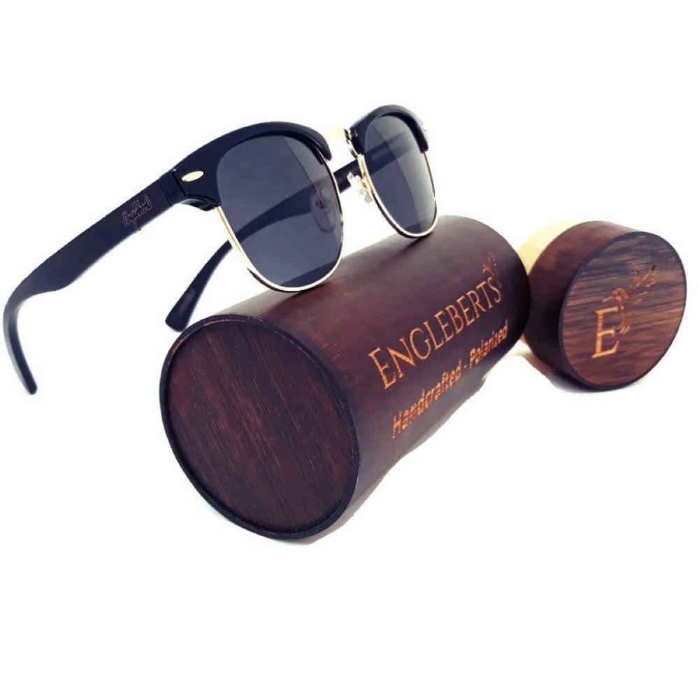 Midnight Black Bamboo Club Sunglasses, Polarized